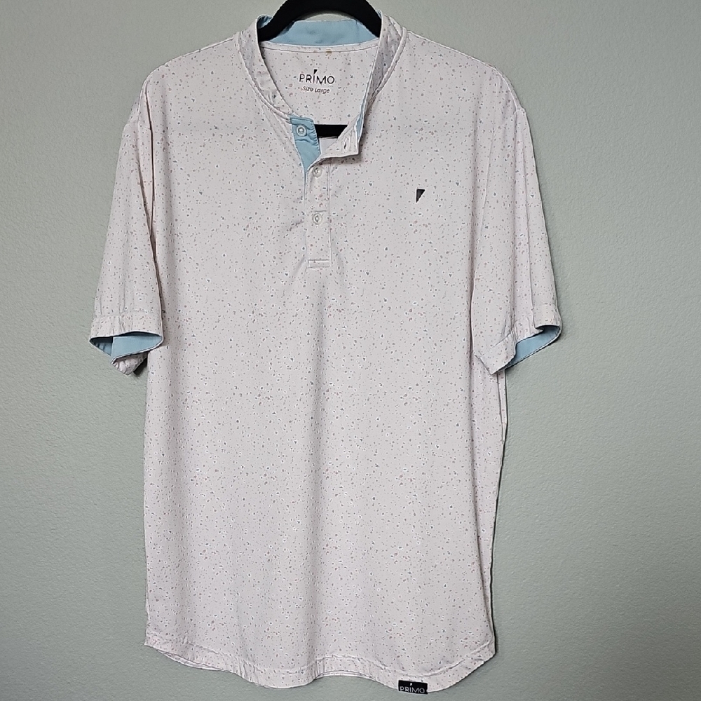 Primo Men's Speckled Icebreaker Blade Collar Casual Golf Polo Shirt Size Large